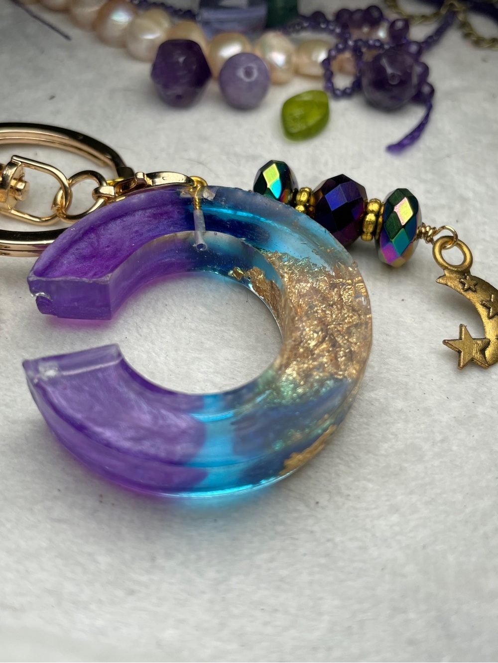 Custom Made Purple And Blue Letter C Keychain - Picture 9 of 11